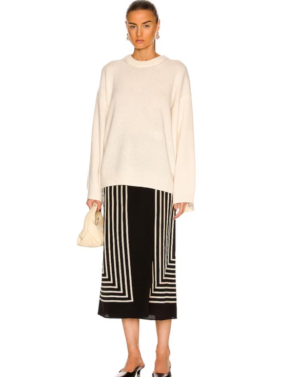 Toteme Sweaters - Toteme Bone Monogram Embroidery Knit. XXS